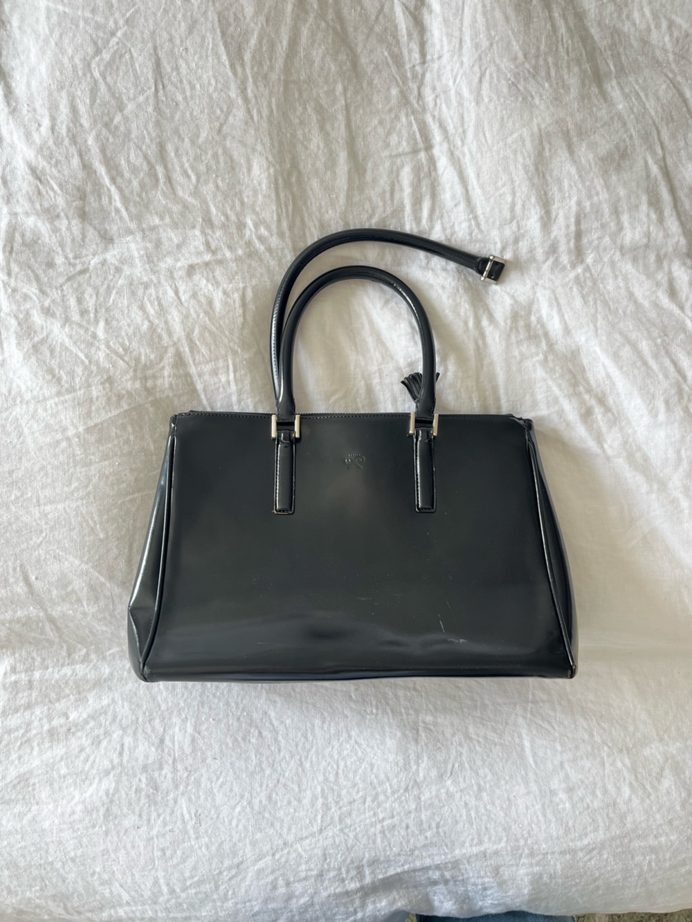 Anya Hindmarch Black Patent Leather Top-Handle Satchel
